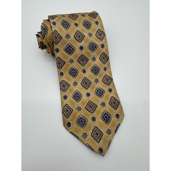 Jos. A. Bank Other - Jos A Bank Silk Tie Yellow Blue Geometric Medallion Classic Mens Necktie USA